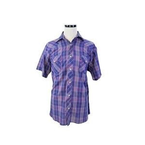 Wrangler XL Blue & Red Plaid Pearl Snap Western Shirt